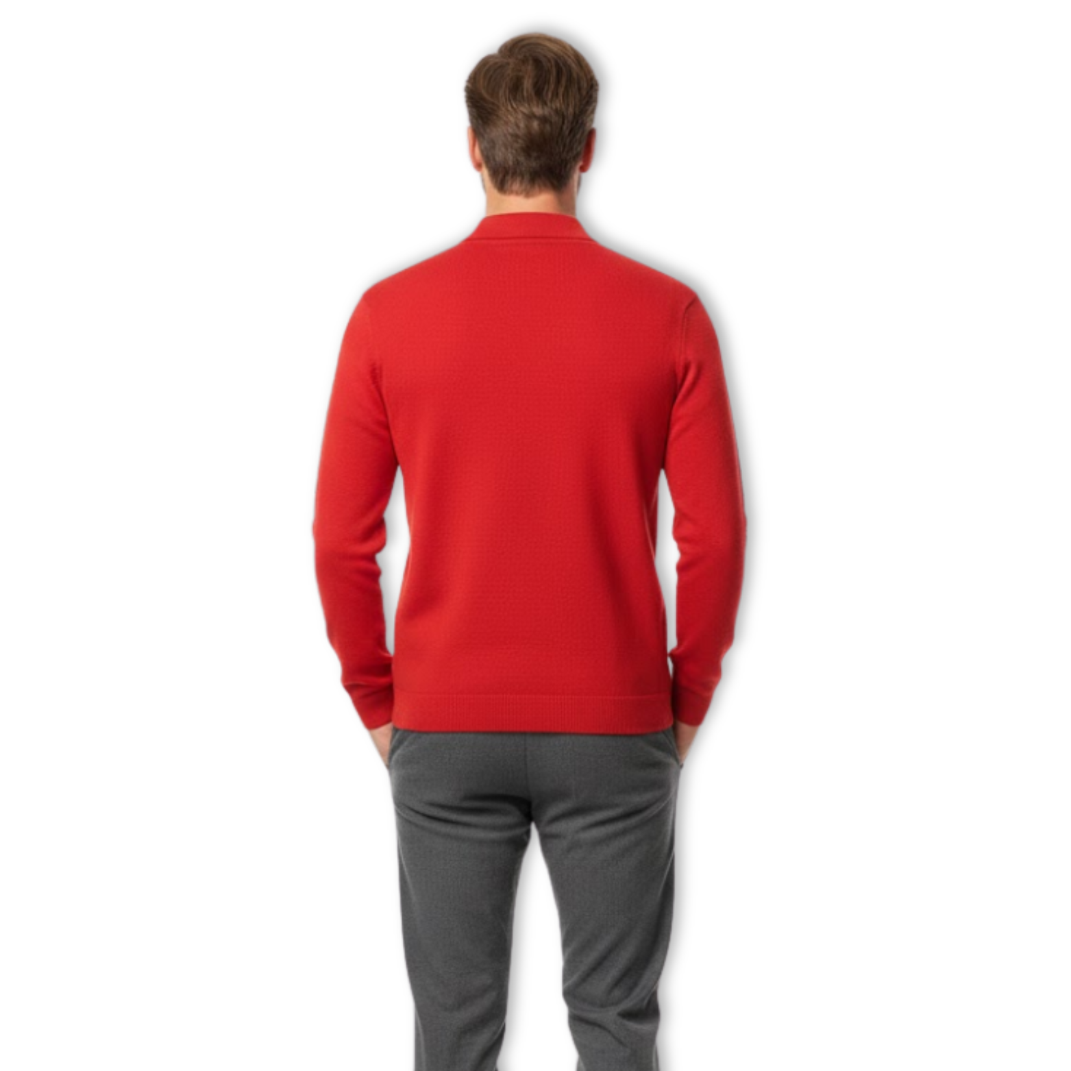 Maison Aurelle - Men’s Long Sleeve Polo Shirt 100% Merino Wool Classic Fit 2