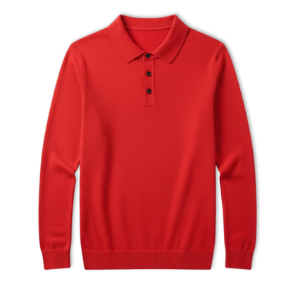 Maison Aurelle - Men’s Long Sleeve Polo Shirt 100% Merino Wool Classic Fit 4