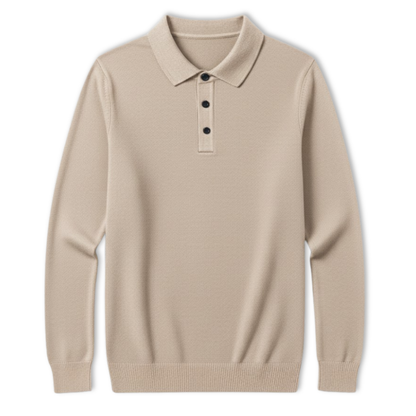 Maison Aurelle - Men’s Long Sleeve Polo Shirt 100% Merino Wool Classic Fit 6