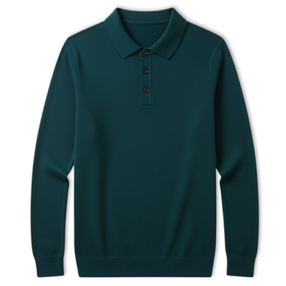 Maison Aurelle - Men’s Long Sleeve Polo Shirt 100% Merino Wool Classic Fit 8