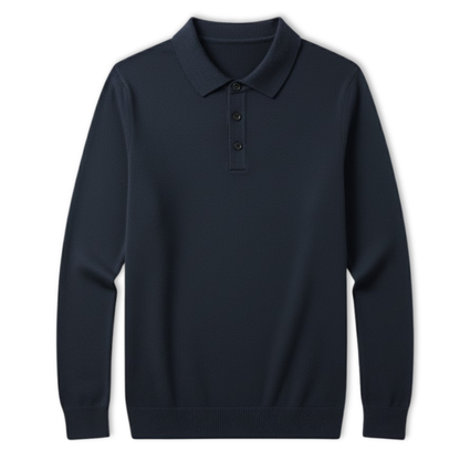 Maison Aurelle - Men’s Long Sleeve Polo Shirt 100% Merino Wool Classic Fit 9