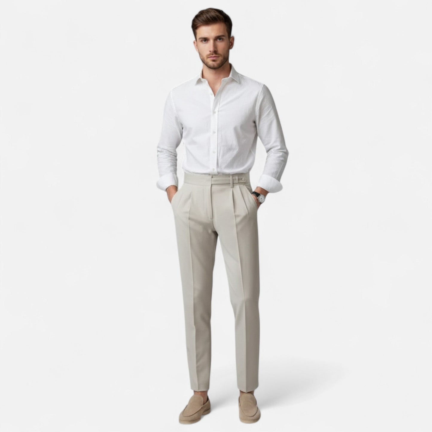 Maison Aurelle - Men's Pants Italian Wool Blend Tailored Fit Elegant 1