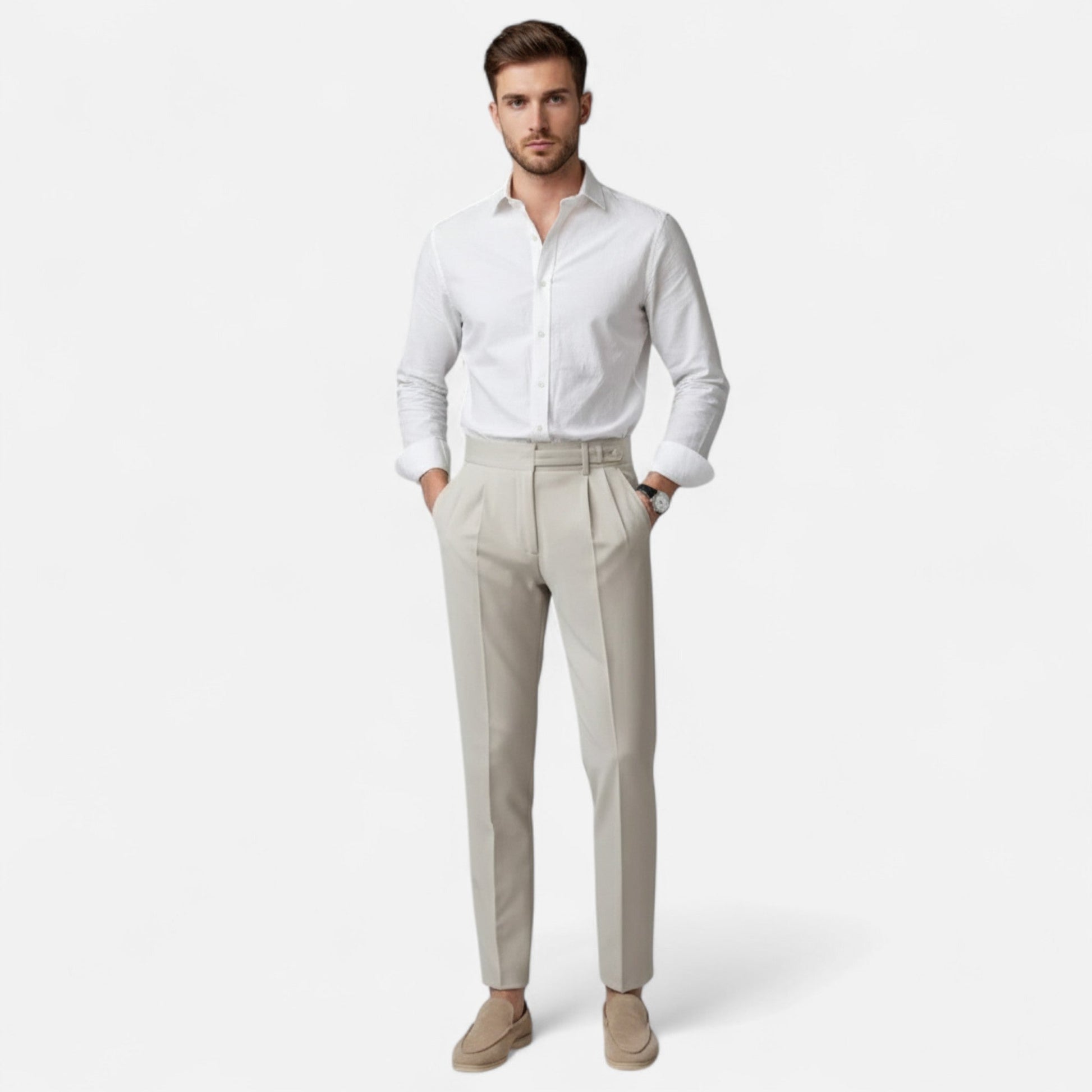 Maison Aurelle - Men's Pants Italian Wool Blend Tailored Fit Elegant 1
