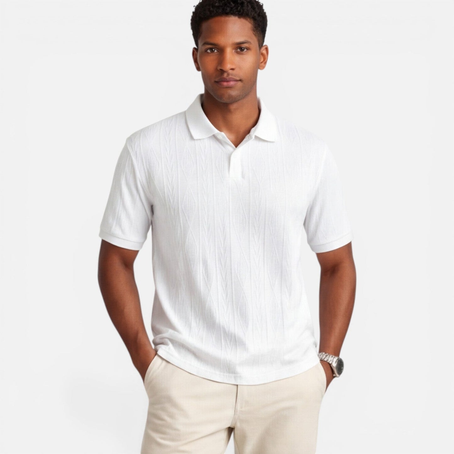 Maison Aurelle - Men's Polo Shirt Breathable Knit Slim Fit Casual 0