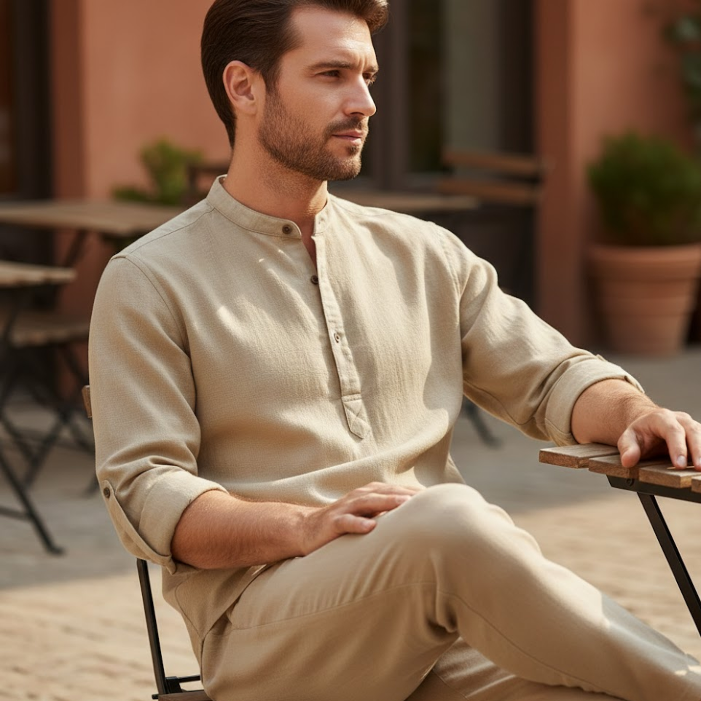 Maison Aurelle - Men’s Shirt Linen Breathable Casual Comfort Fit 3