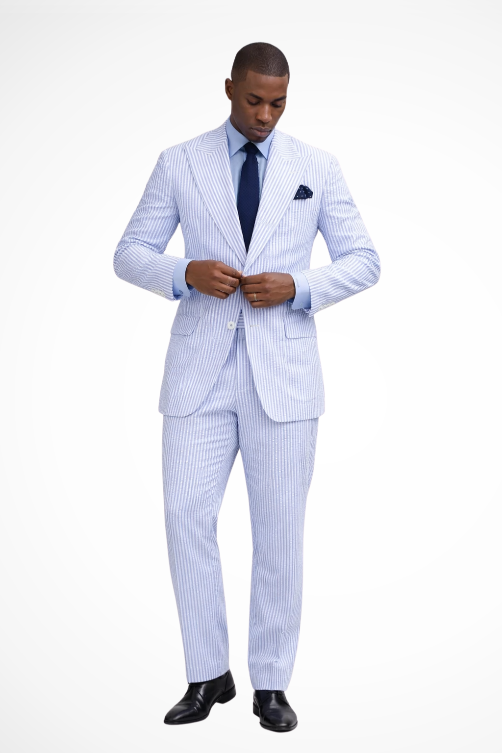Maison Aurelle - Men’s Striped Suit Lightweight Fabric Elegant Fit Wedding 0