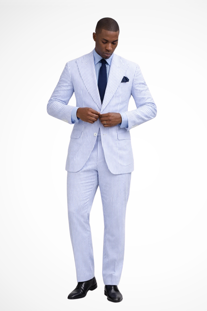 Maison Aurelle - Men’s Striped Suit Lightweight Fabric Elegant Fit Wedding 0