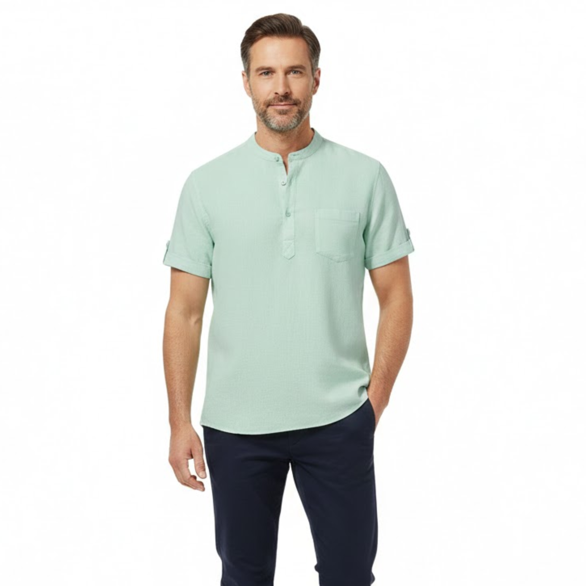 Maison Aurelle - Men’s T Shirt Cotton Linen Casual Lightweight Fit 1