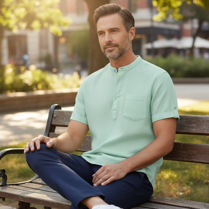 Maison Aurelle - Men’s T Shirt Cotton Linen Casual Lightweight Fit 3