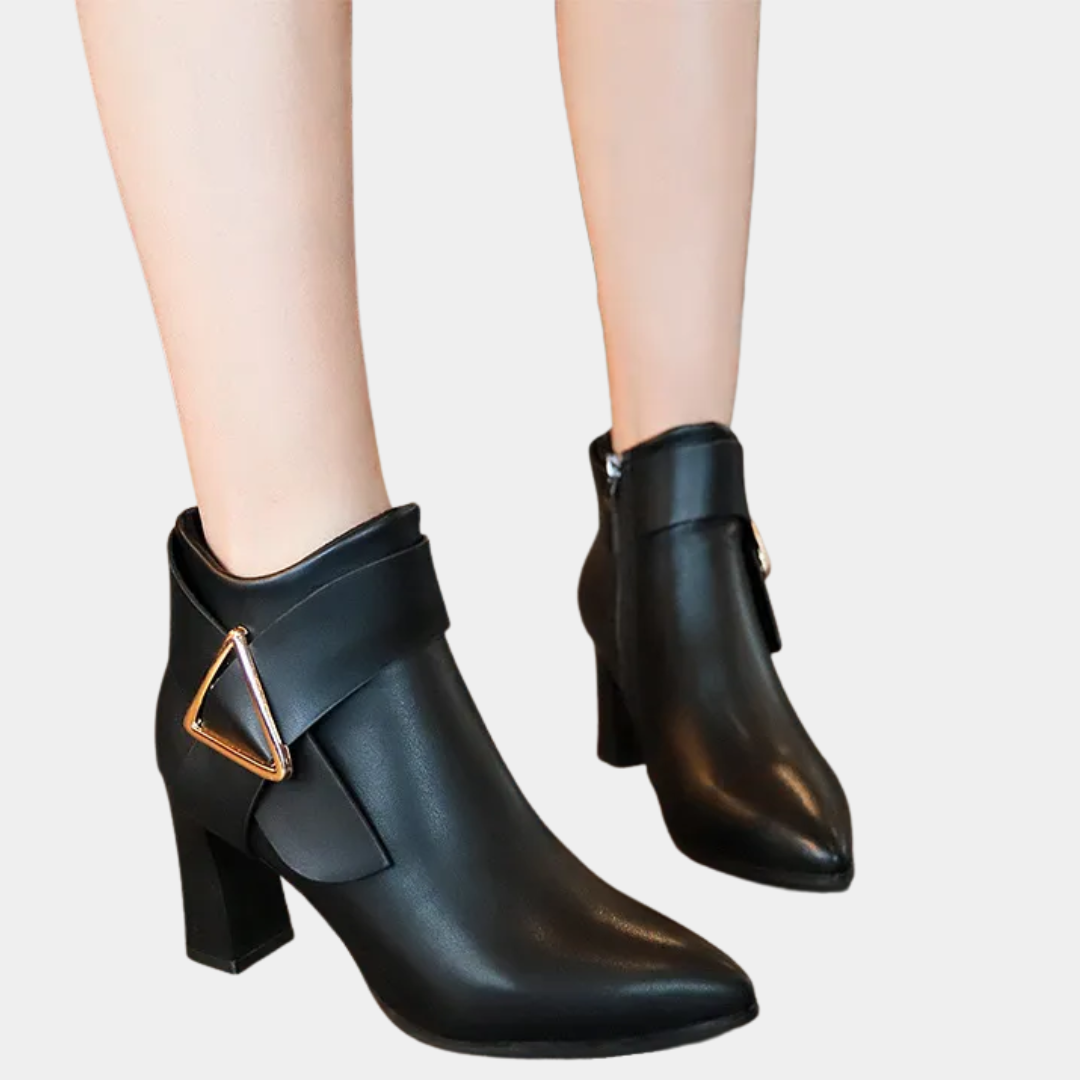 Maison Aurelle - Women’s Black Ankle Boots Faux Leather Elegant Comfort 5