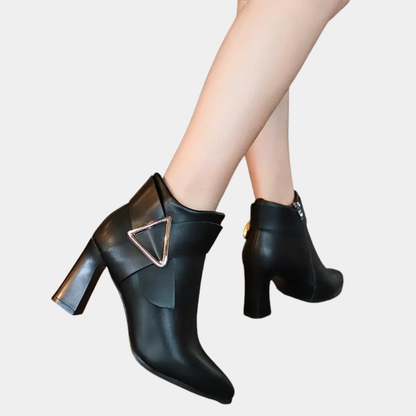 Maison Aurelle - Women’s Black Ankle Boots Faux Leather Elegant Comfort 6