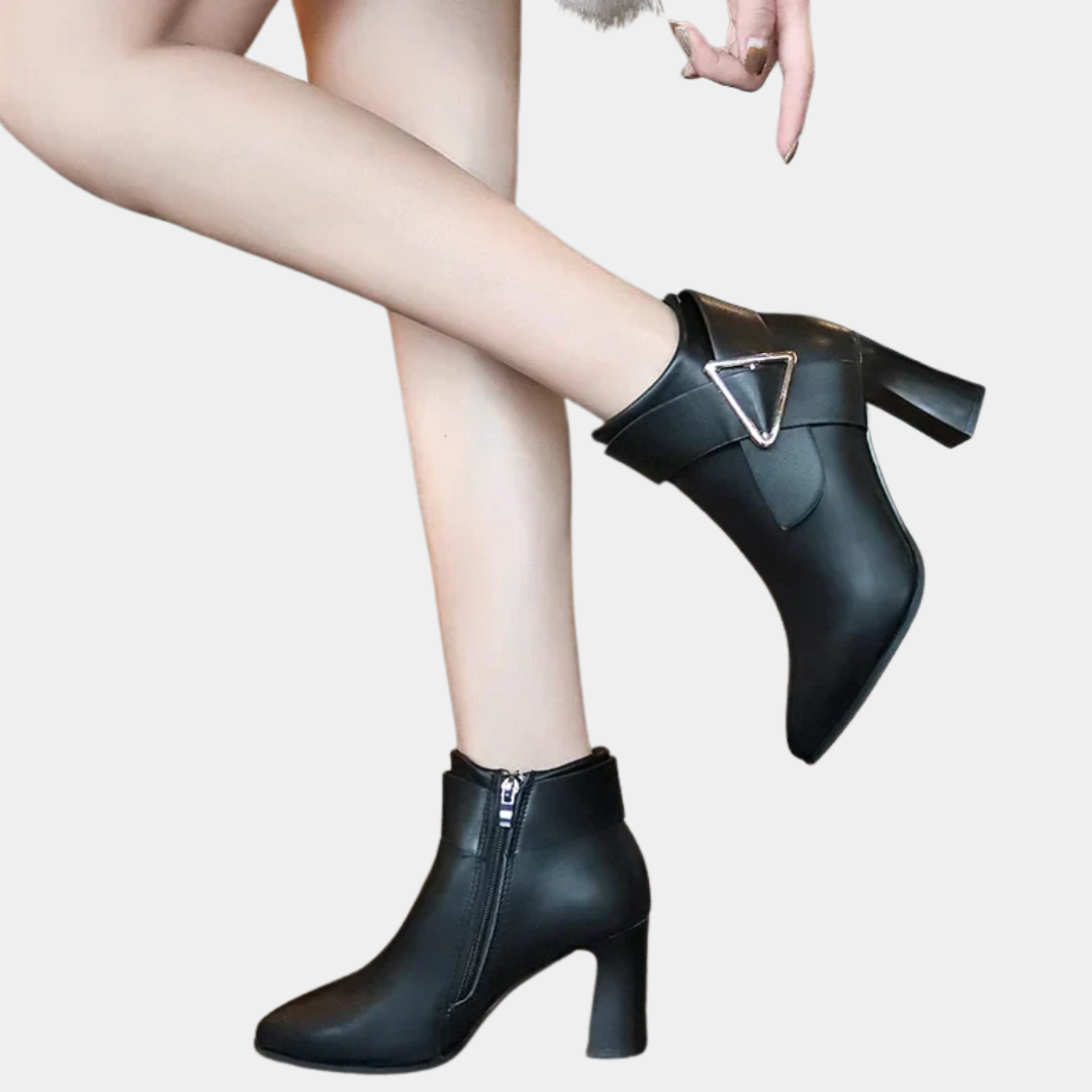 Maison Aurelle - Women’s Black Ankle Boots Faux Leather Elegant Comfort 7