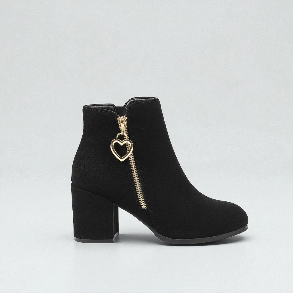 Maison Aurelle - Women's Black Ankle Boots Faux Suede Elegant Comfort Block Heel 0