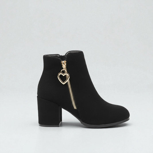 Maison Aurelle - Women's Black Ankle Boots Faux Suede Elegant Comfort Block Heel 0