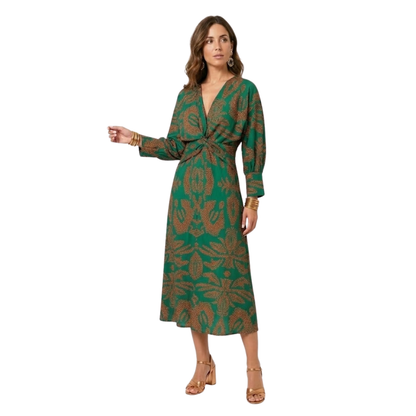 Maison Aurelle - Women’s Maxi Dress Baroque Print Elegant Evening Wear 3