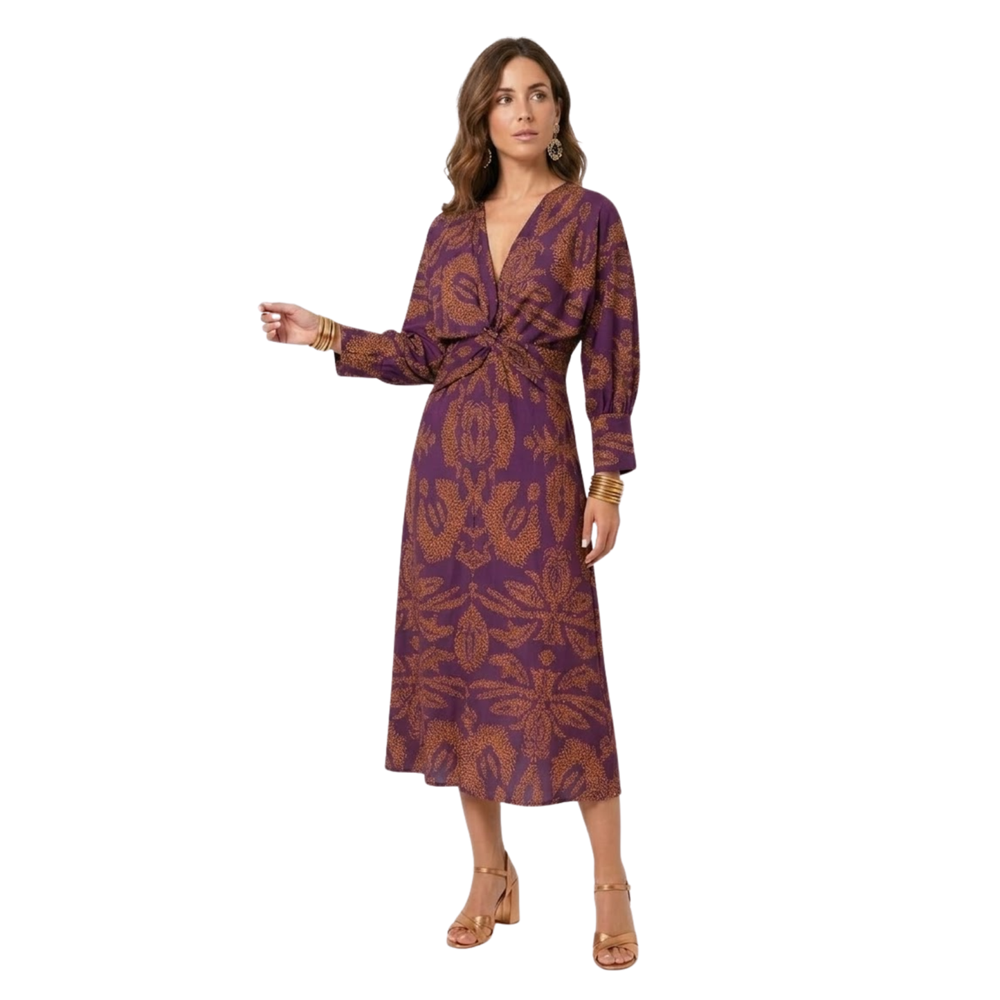 Maison Aurelle - Women’s Maxi Dress Baroque Print Elegant Evening Wear 4