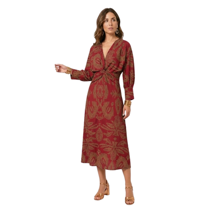 Maison Aurelle - Women’s Maxi Dress Baroque Print Elegant Evening Wear 5