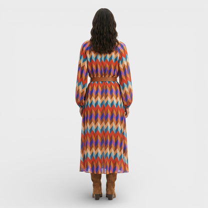 Maison Aurelle - Women’s Midi Dress Colorful Comfortable Elegant Fit 2