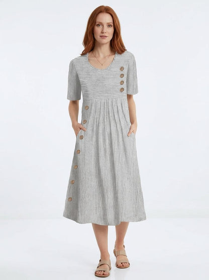 Maison Aurelle - Women’s Midi Dress Soft Breathable Elegant Fit Summer 6