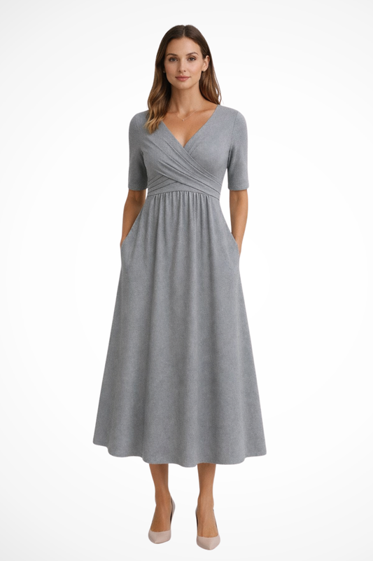 Maison Aurelle - Women’s Midi Dress Soft Fabric Elegant A-Line Summer 0