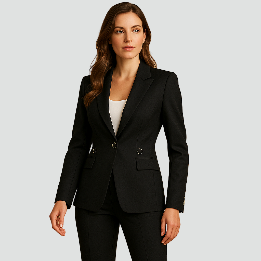 Maison Aurelle - Women’s Pant Suit Tailored Fit Elegant Black Blazer & Trousers 1