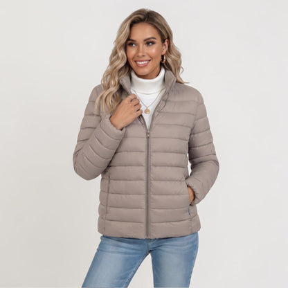 Maison Aurelle - Women's Puffer Jacket Lightweight Insulation Elegant Fit Sandstone Beige 0