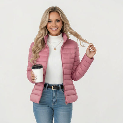 Maison Aurelle - Women's Puffer Jacket Lightweight Insulation Elegant Fit Sandstone Beige 6