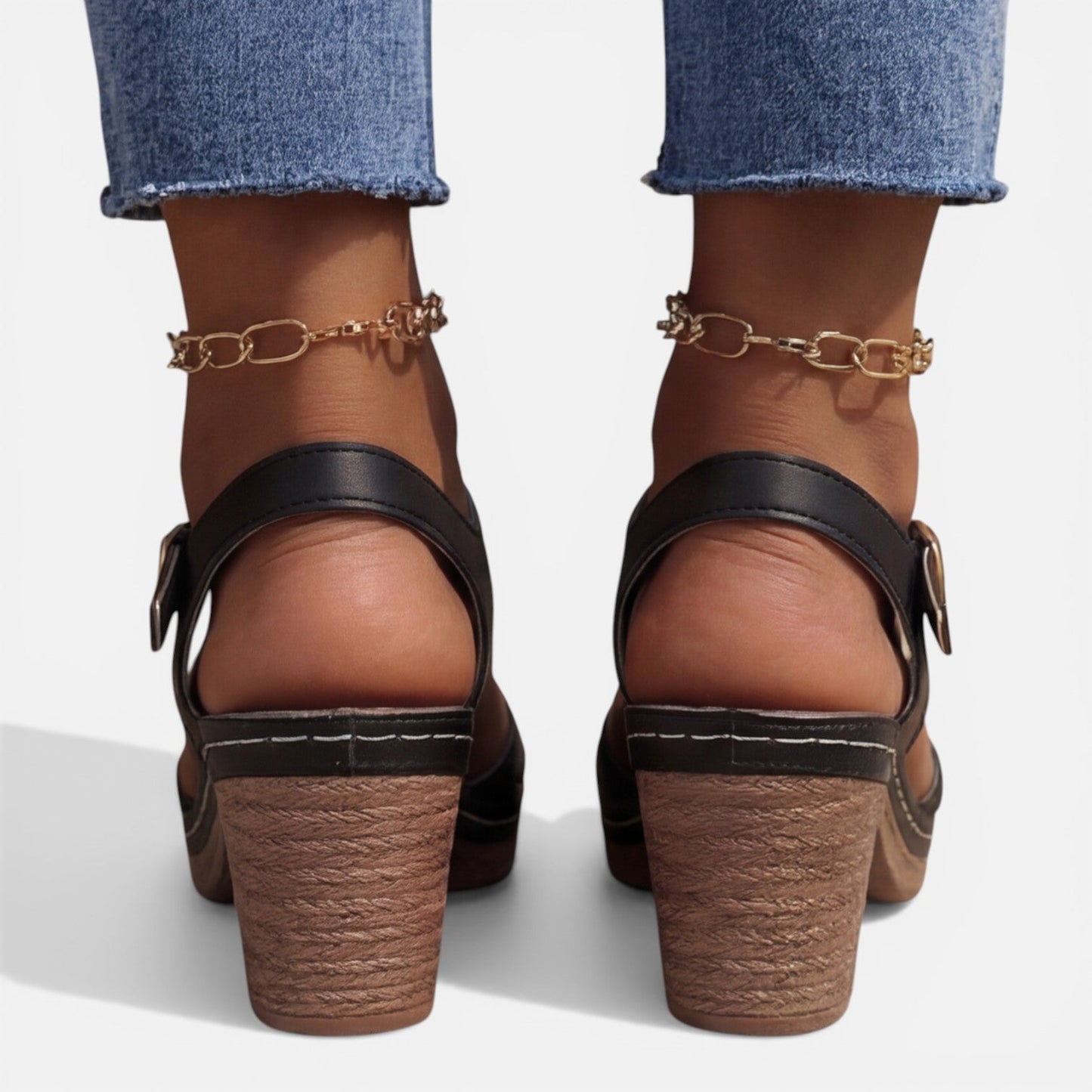 Maison Aurelle - Women’s Sandals Soft Leather Comfortable Block Heel 2