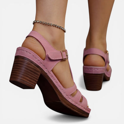 Maison Aurelle - Women’s Sandals Soft Leather Comfortable Block Heel 6
