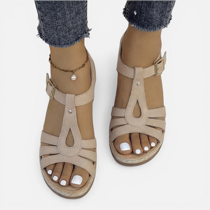 Maison Aurelle - Women’s Sandals Soft Leather Comfortable Block Heel 7