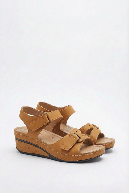 Maison Aurelle - Women’s Sandals Vegan Leather Adjustable Comfort Casual 7