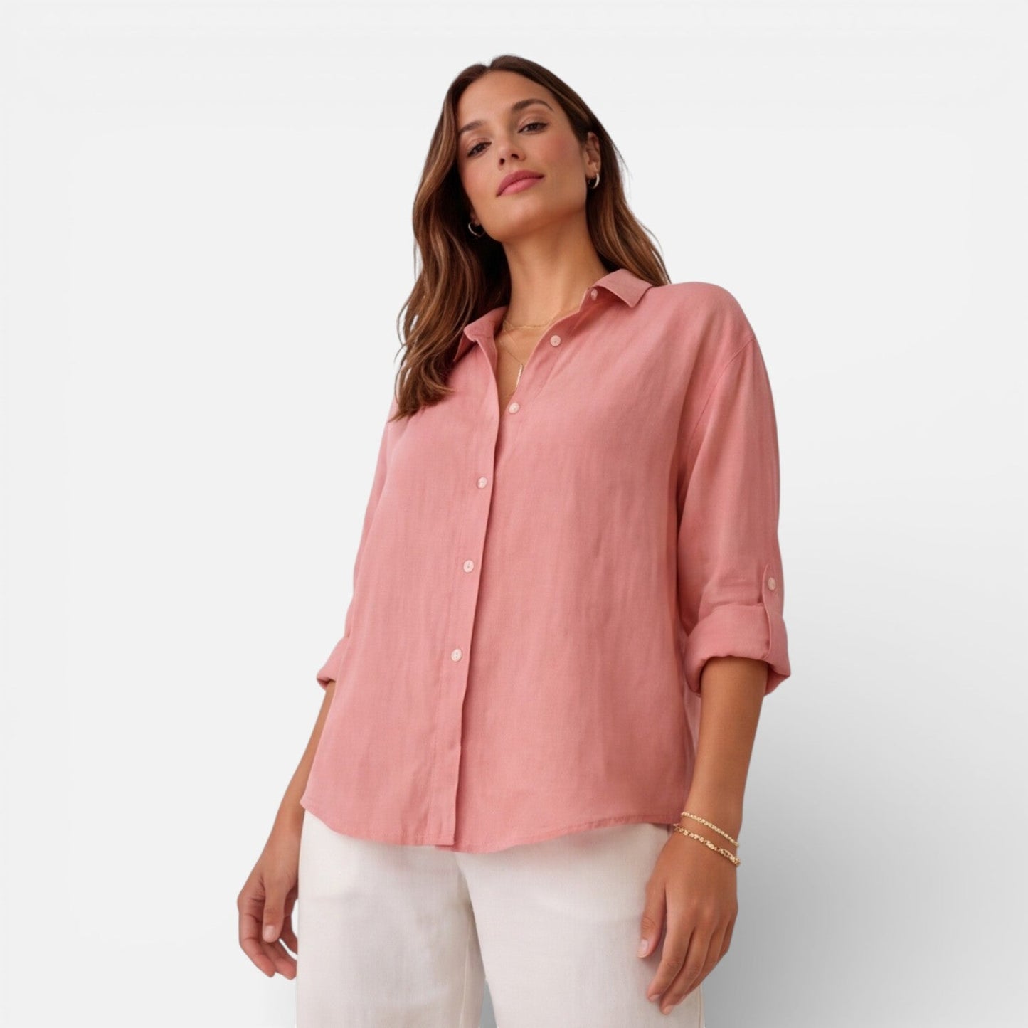 Maison Aurelle - Women's Shirt Linen-Cotton Blend Breathable Elegant Fit 0