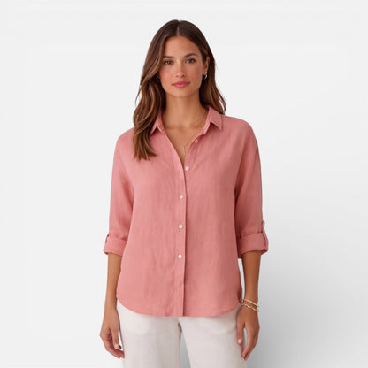 Maison Aurelle - Women's Shirt Linen-Cotton Blend Breathable Elegant Fit 1