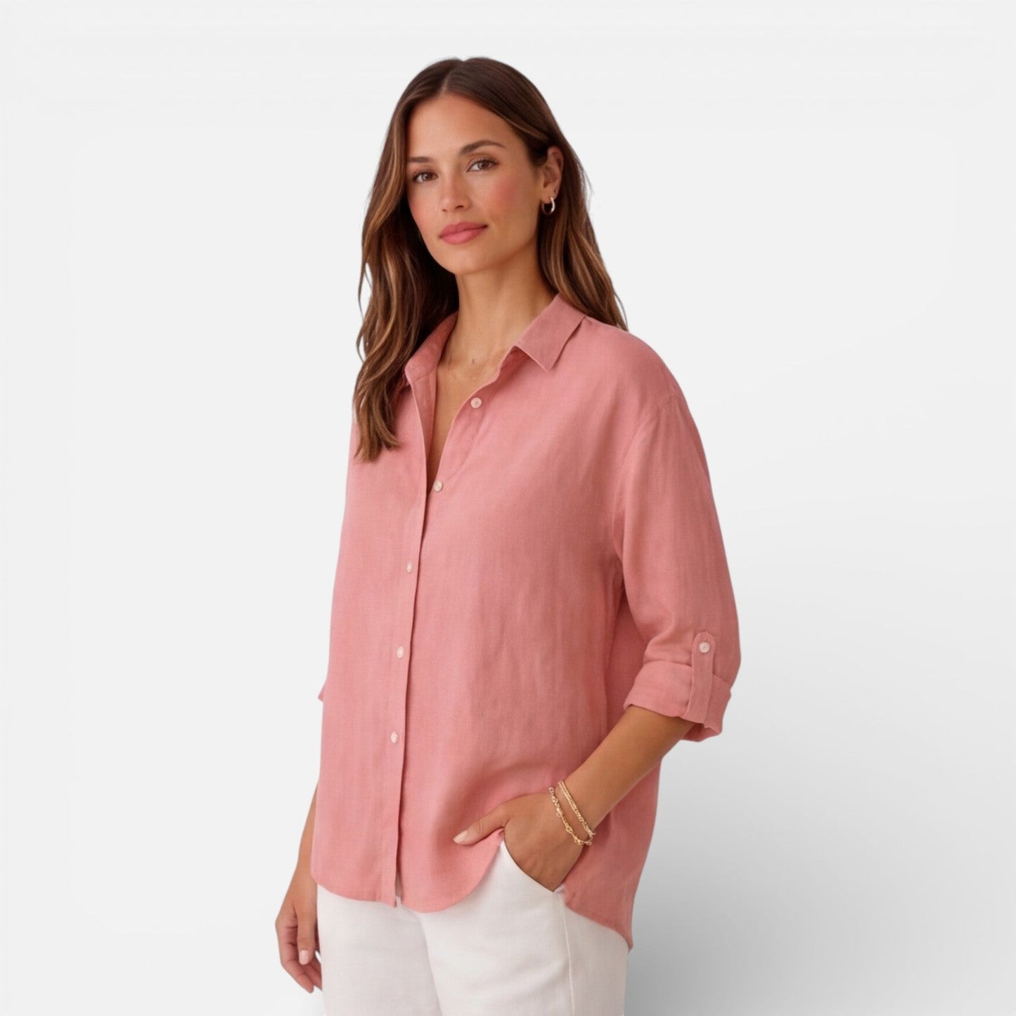Maison Aurelle - Women's Shirt Linen-Cotton Blend Breathable Elegant Fit 4