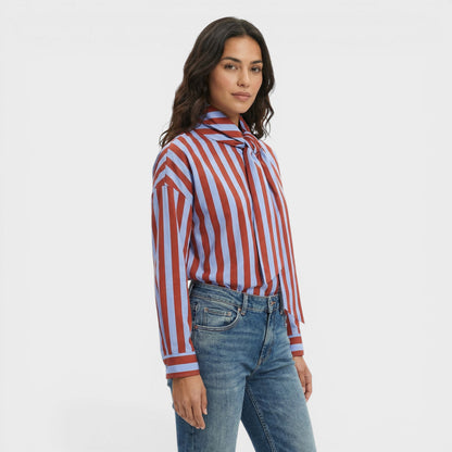 Maison Aurelle - Women’s Striped Shirt Cotton Blend Elegant Fit 1