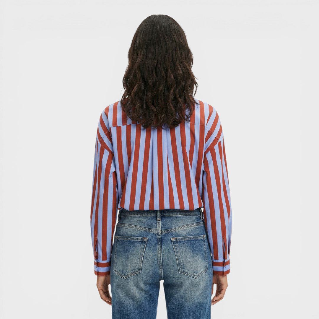 Maison Aurelle - Women’s Striped Shirt Cotton Blend Elegant Fit 3