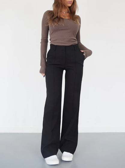 Maison Aurelle - Women’s Wide-Leg Pants Soft Fabric Sculpted Fit Elegant 0