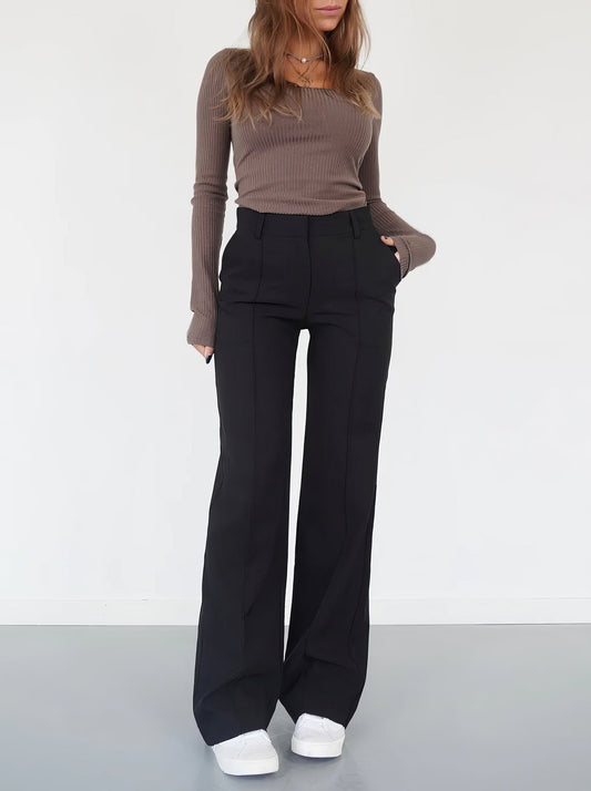Maison Aurelle - Women’s Wide-Leg Pants Soft Fabric Sculpted Fit Elegant 0