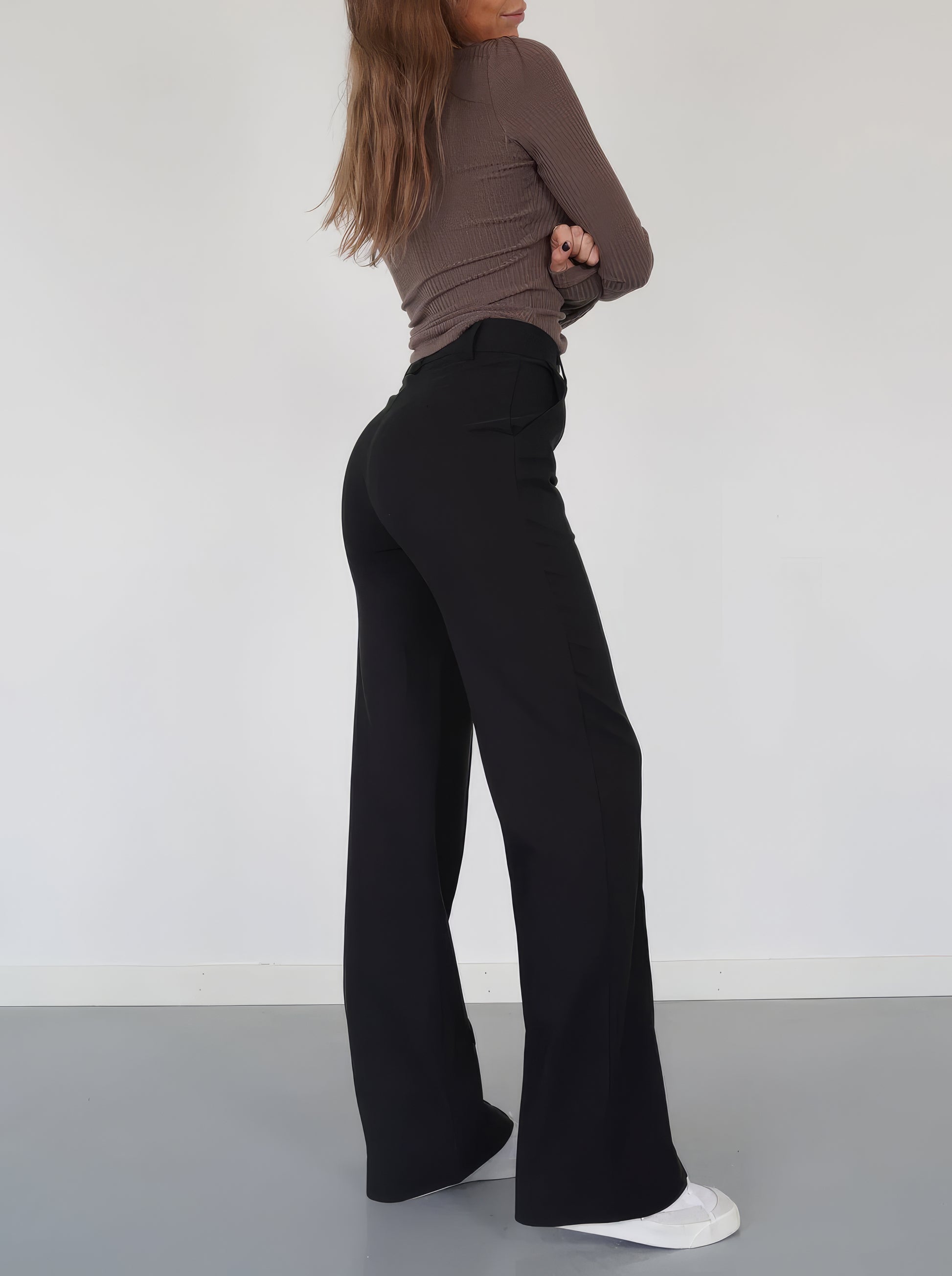 Maison Aurelle - Women’s Wide-Leg Pants Soft Fabric Sculpted Fit Elegant 3