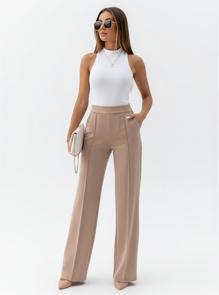 Maison Aurelle - Women’s Wide-Leg Pants Soft Fabric Sculpted Fit Elegant 4