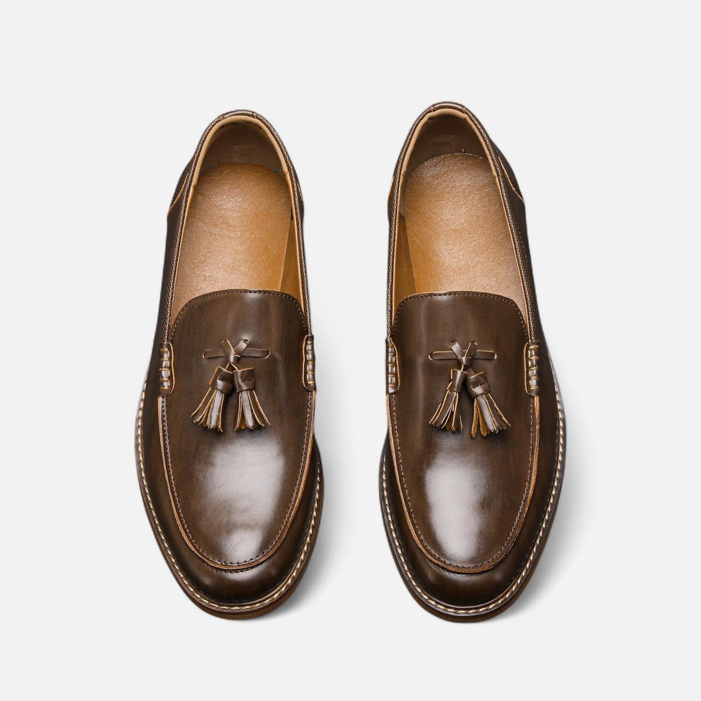 Maison Aurelle Brown Penny Loafers for Men | Handcrafted Full-Grain Leather