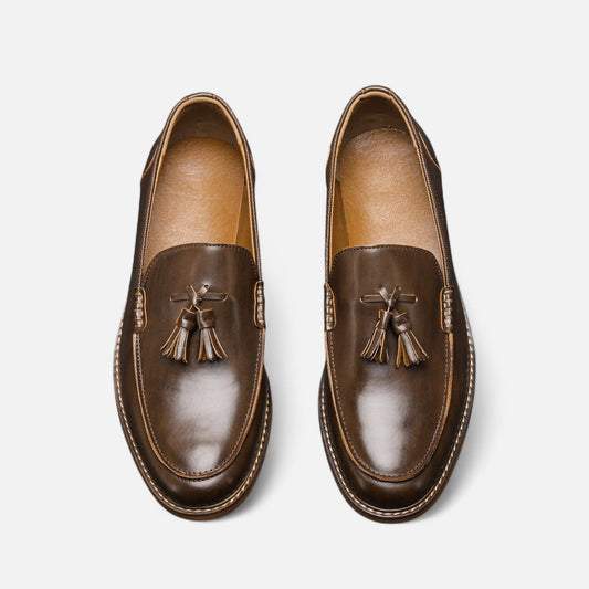 Maison Aurelle Brown Penny Loafers for Men | Handcrafted Full-Grain Leather