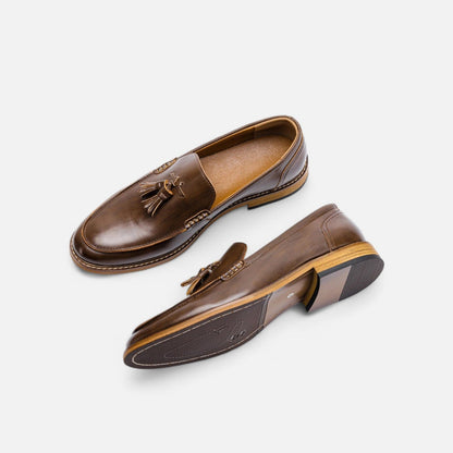 Maison Aurelle Brown Penny Loafers for Men | Handcrafted Full-Grain Leather