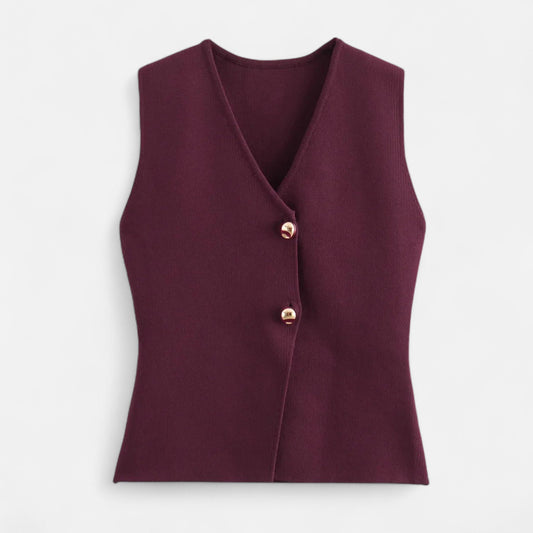 Maison Aurelle Cropped Knit Vest for Women | Soft Knitted Fabric
