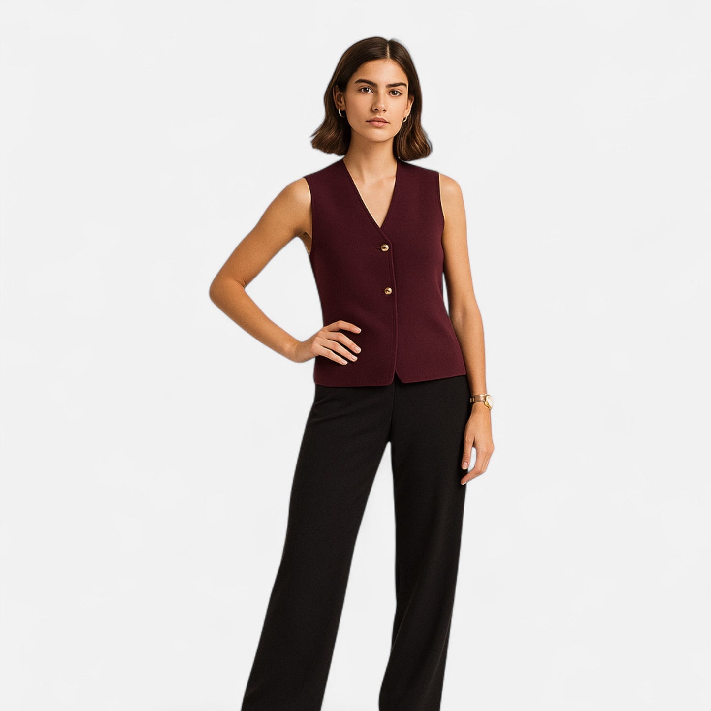 Maison Aurelle Cropped Knit Vest for Women | Soft Knitted Fabric