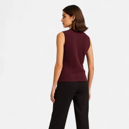 Maison Aurelle Cropped Knit Vest for Women | Soft Knitted Fabric