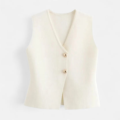 Maison Aurelle Cropped Knit Vest for Women | Soft Knitted Fabric