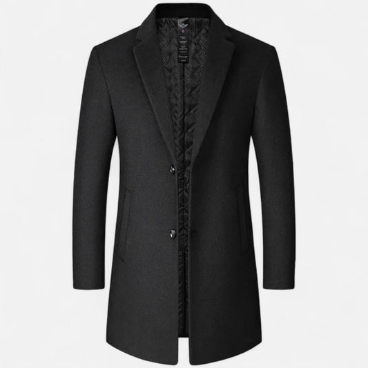 Maison Aurelle Men's Classic Long Coat | Premium Wool Blend, Tailored Fit