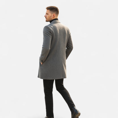 Maison Aurelle Men's Classic Long Coat | Premium Wool Blend, Tailored Fit