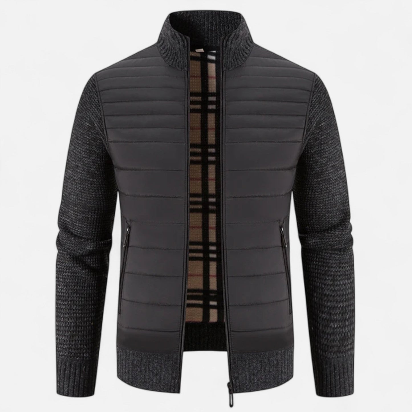Maison Aurelle Men's Fleece Jacket | Thickened Fabric, Stand-Collar Design